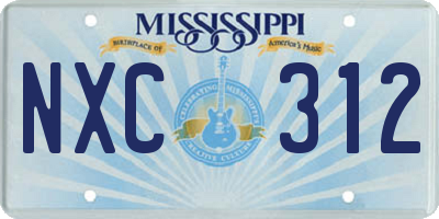 MS license plate NXC312