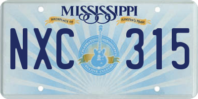 MS license plate NXC315