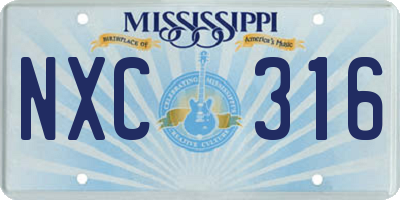 MS license plate NXC316