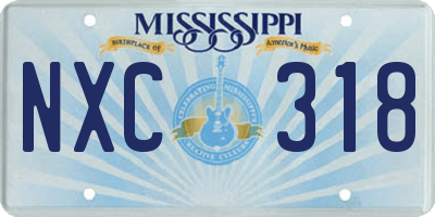 MS license plate NXC318