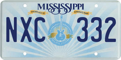 MS license plate NXC332