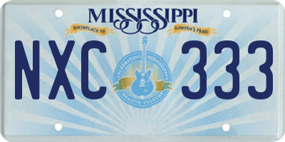 MS license plate NXC333
