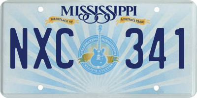 MS license plate NXC341