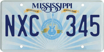 MS license plate NXC345