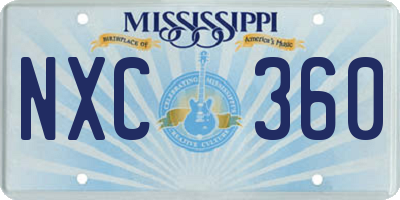 MS license plate NXC360