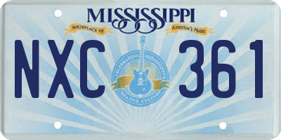 MS license plate NXC361