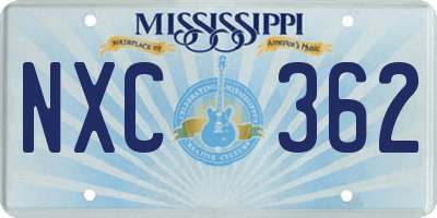 MS license plate NXC362