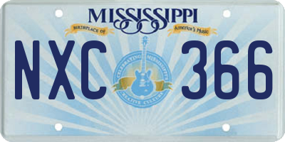 MS license plate NXC366