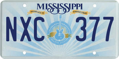 MS license plate NXC377