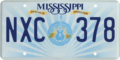 MS license plate NXC378