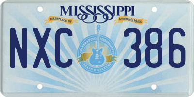 MS license plate NXC386