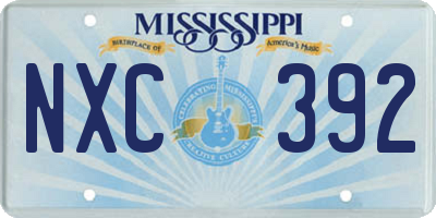 MS license plate NXC392