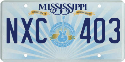 MS license plate NXC403