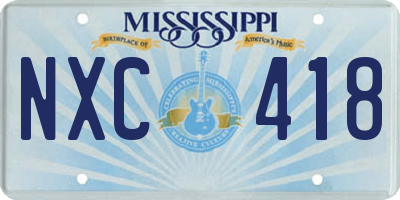 MS license plate NXC418