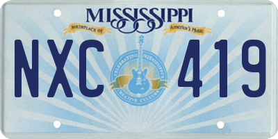 MS license plate NXC419