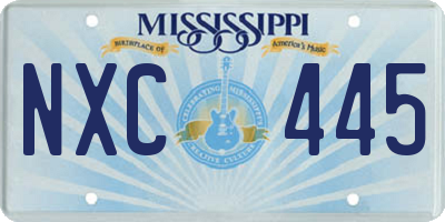 MS license plate NXC445