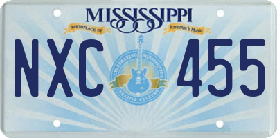 MS license plate NXC455