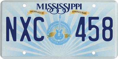 MS license plate NXC458