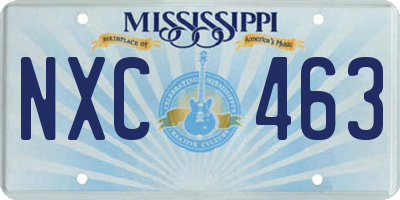 MS license plate NXC463