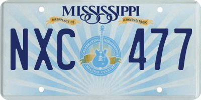 MS license plate NXC477