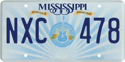 MS license plate NXC478