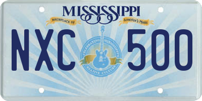 MS license plate NXC500