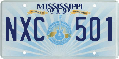 MS license plate NXC501