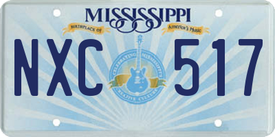 MS license plate NXC517