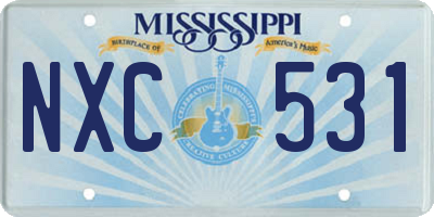MS license plate NXC531