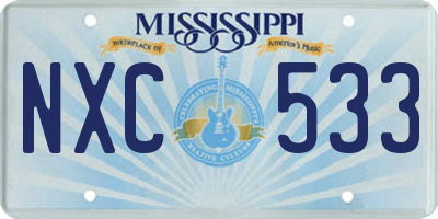 MS license plate NXC533