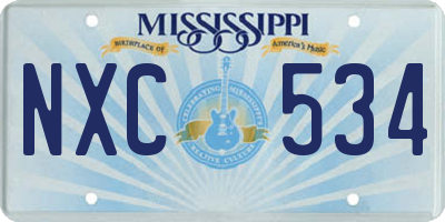 MS license plate NXC534