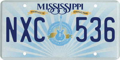 MS license plate NXC536