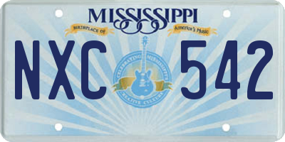 MS license plate NXC542