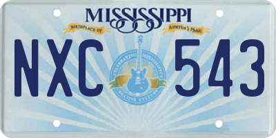 MS license plate NXC543