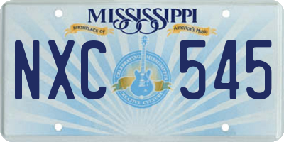 MS license plate NXC545