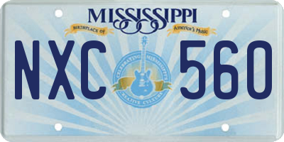 MS license plate NXC560