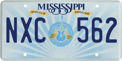 MS license plate NXC562