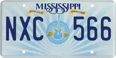 MS license plate NXC566