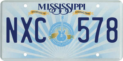 MS license plate NXC578