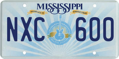 MS license plate NXC600
