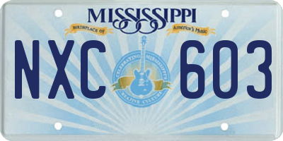 MS license plate NXC603