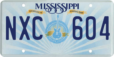 MS license plate NXC604