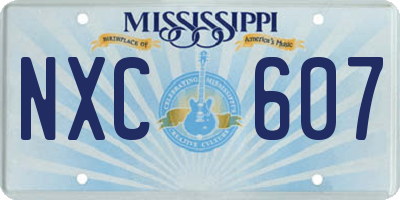 MS license plate NXC607