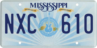 MS license plate NXC610