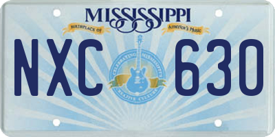 MS license plate NXC630
