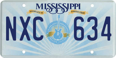 MS license plate NXC634
