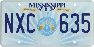 MS license plate NXC635