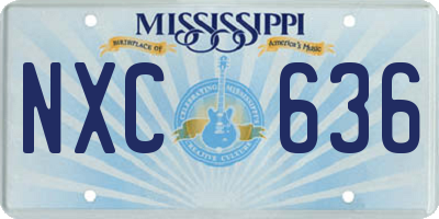 MS license plate NXC636