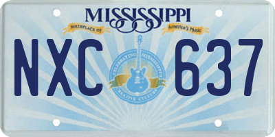 MS license plate NXC637