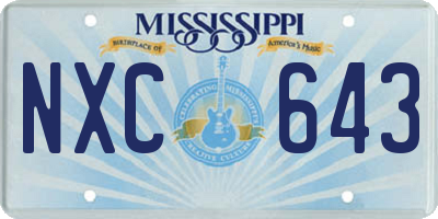 MS license plate NXC643